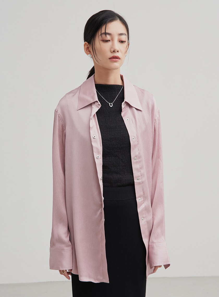 肌理感率性長袖襯衫