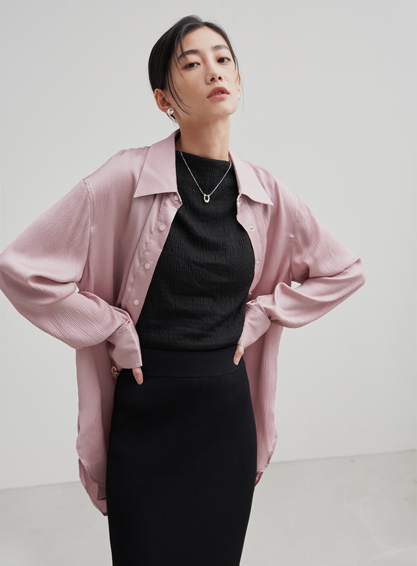 肌理感率性長袖襯衫