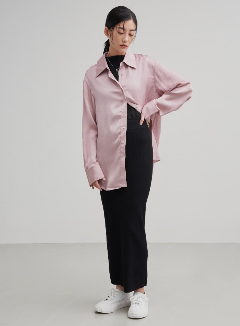肌理感率性長袖襯衫