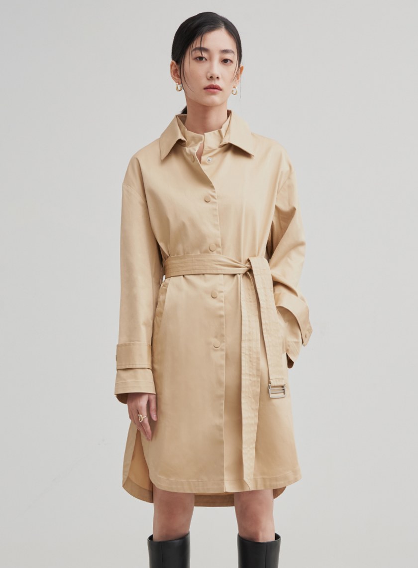 襯衫式長版風衣外套