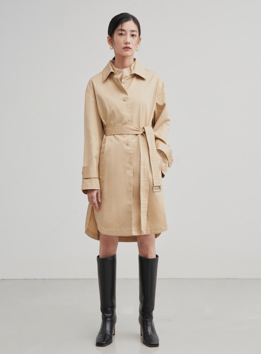 襯衫式長版風衣外套