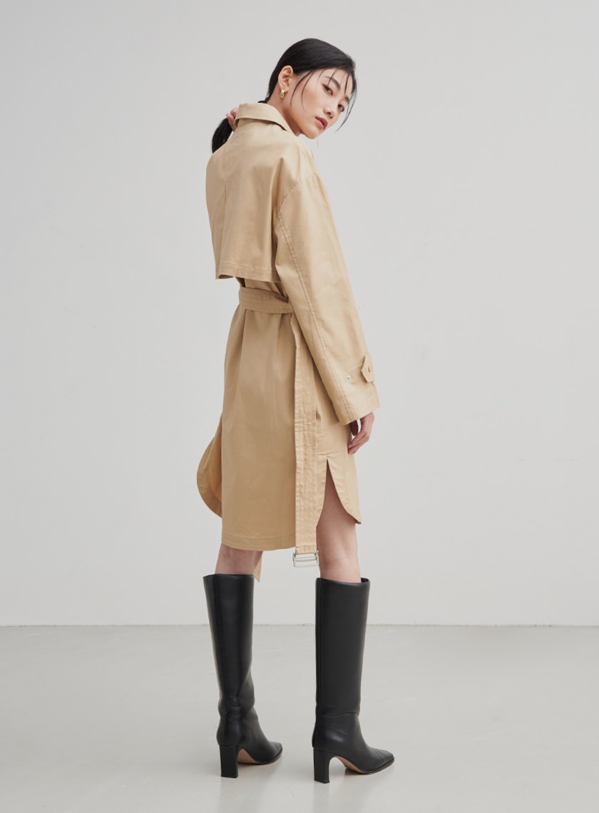 襯衫式長版風衣外套