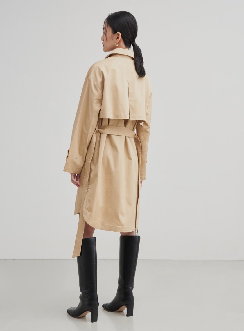 襯衫式長版風衣外套