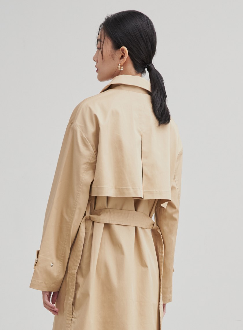 襯衫式長版風衣外套