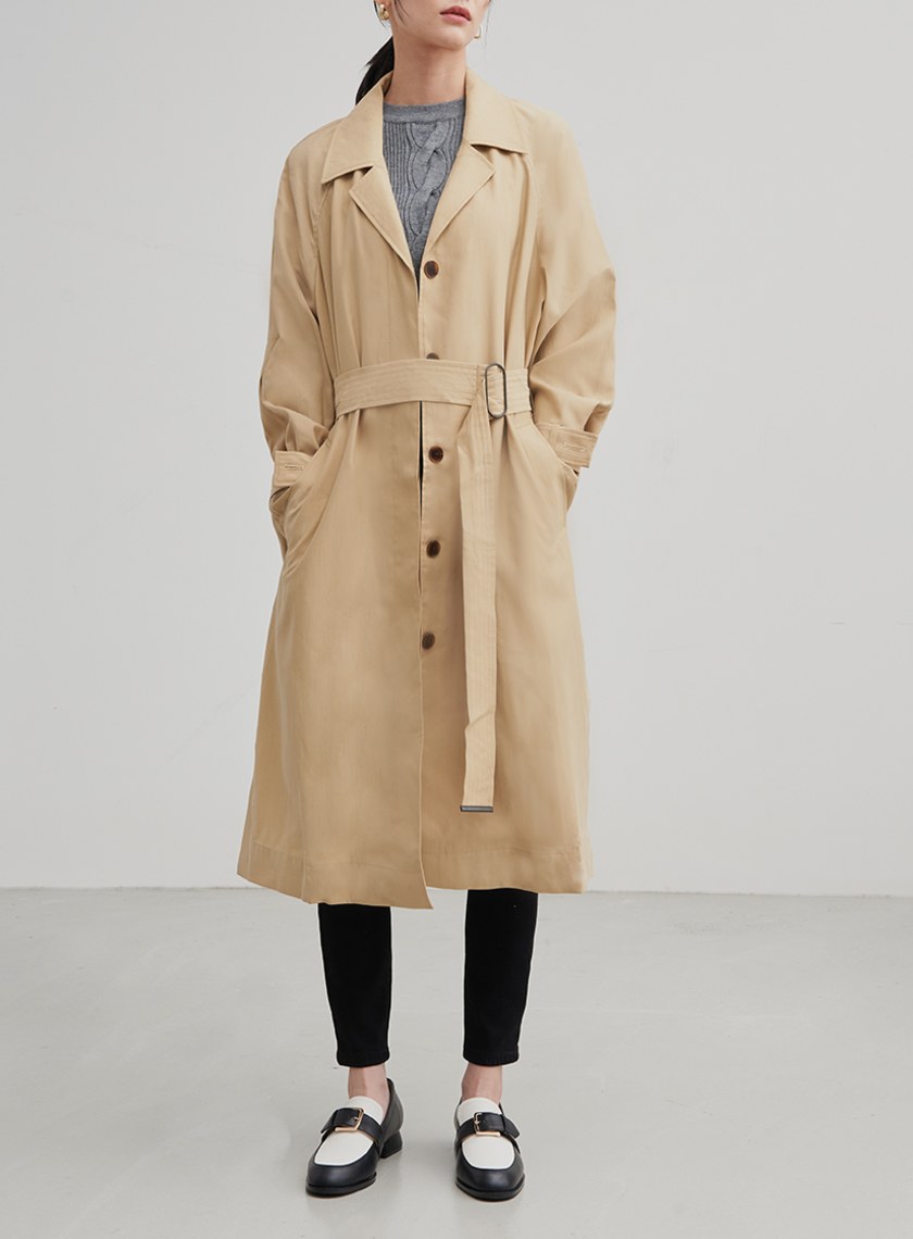 率性輕盈綁帶風衣外套