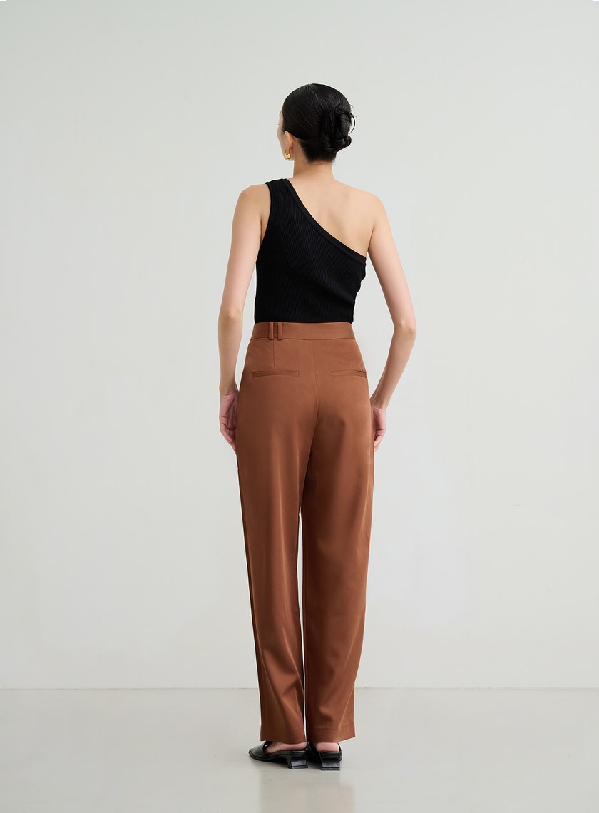 啞光絲滑打摺直筒褲