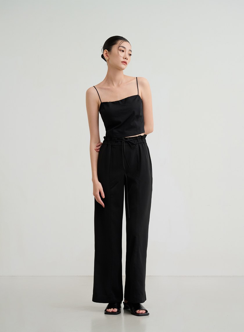 休閒鬆緊腰頭寬褲