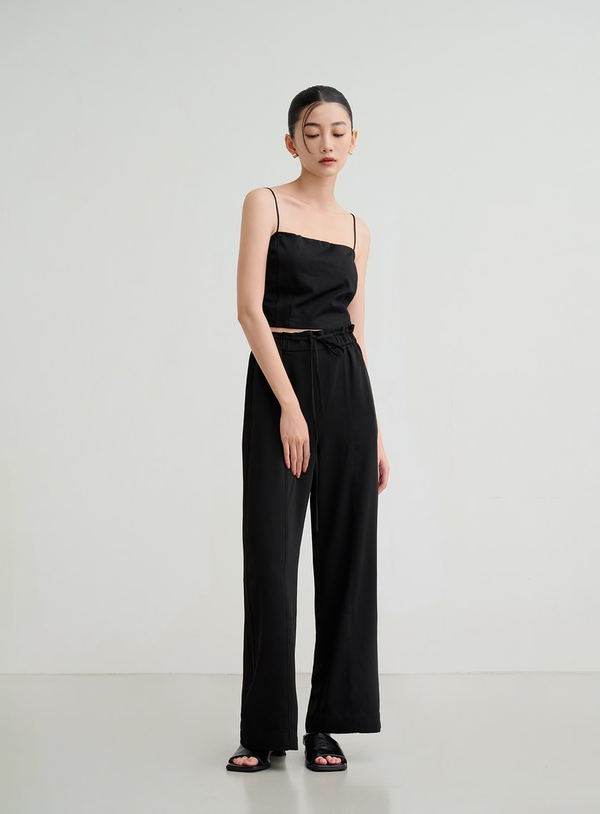 休閒鬆緊腰頭寬褲