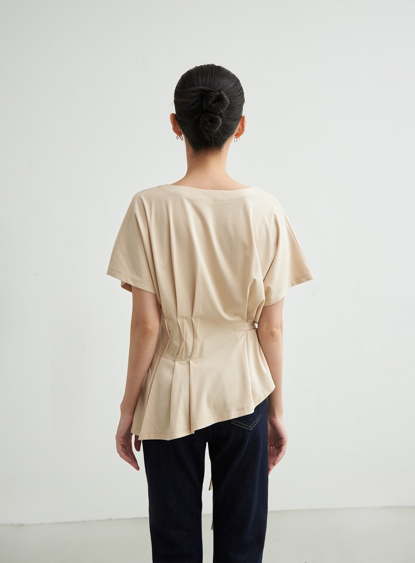 圓領特殊打摺上衣