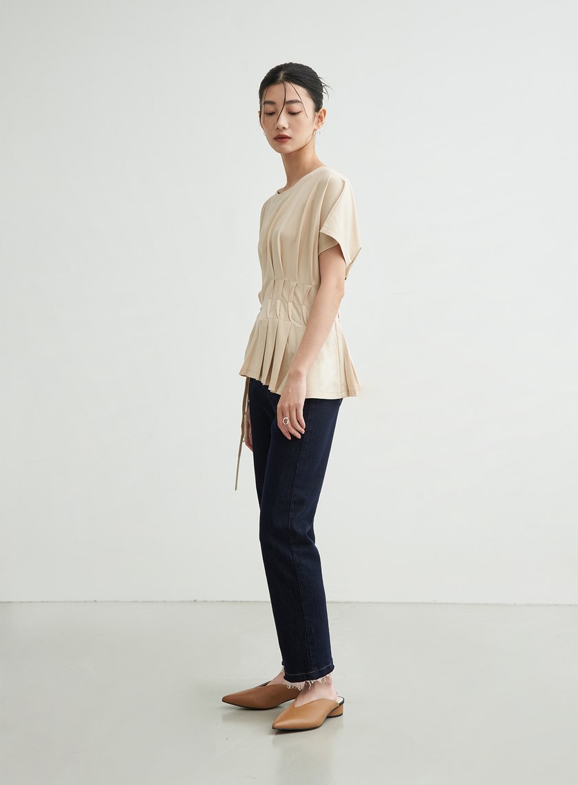 圓領特殊打摺上衣