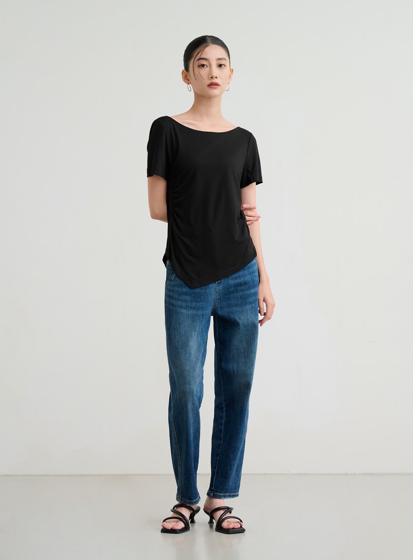 修身長版圓領上衣