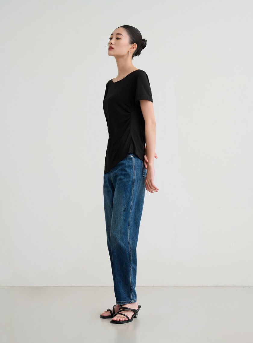 修身長版圓領上衣