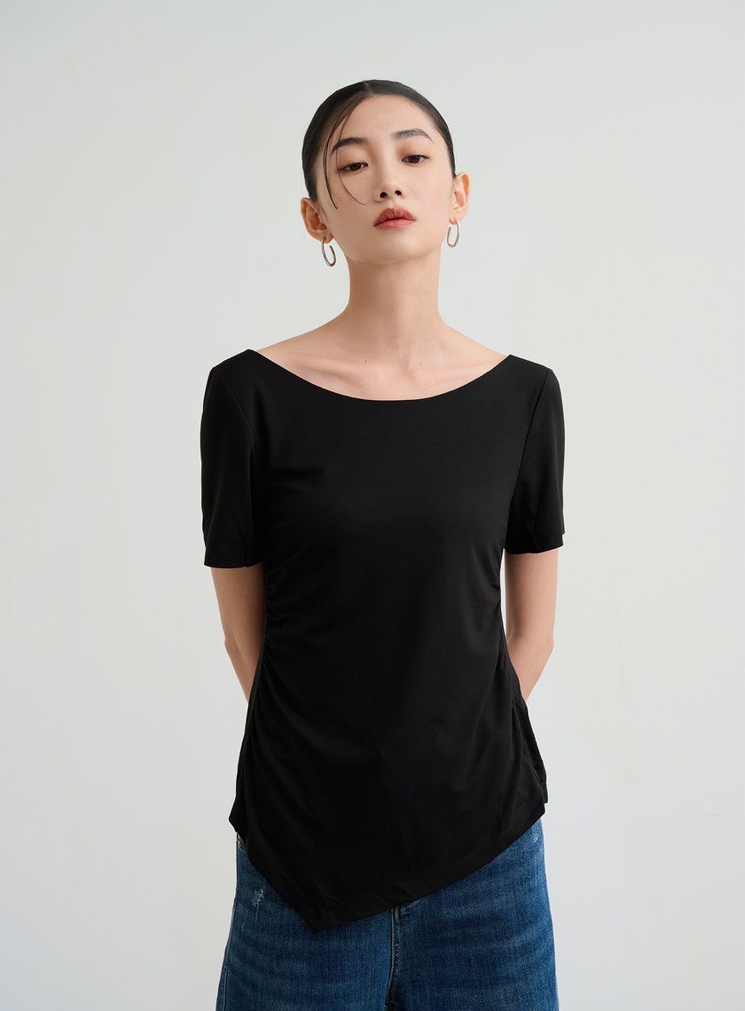 修身長版圓領上衣