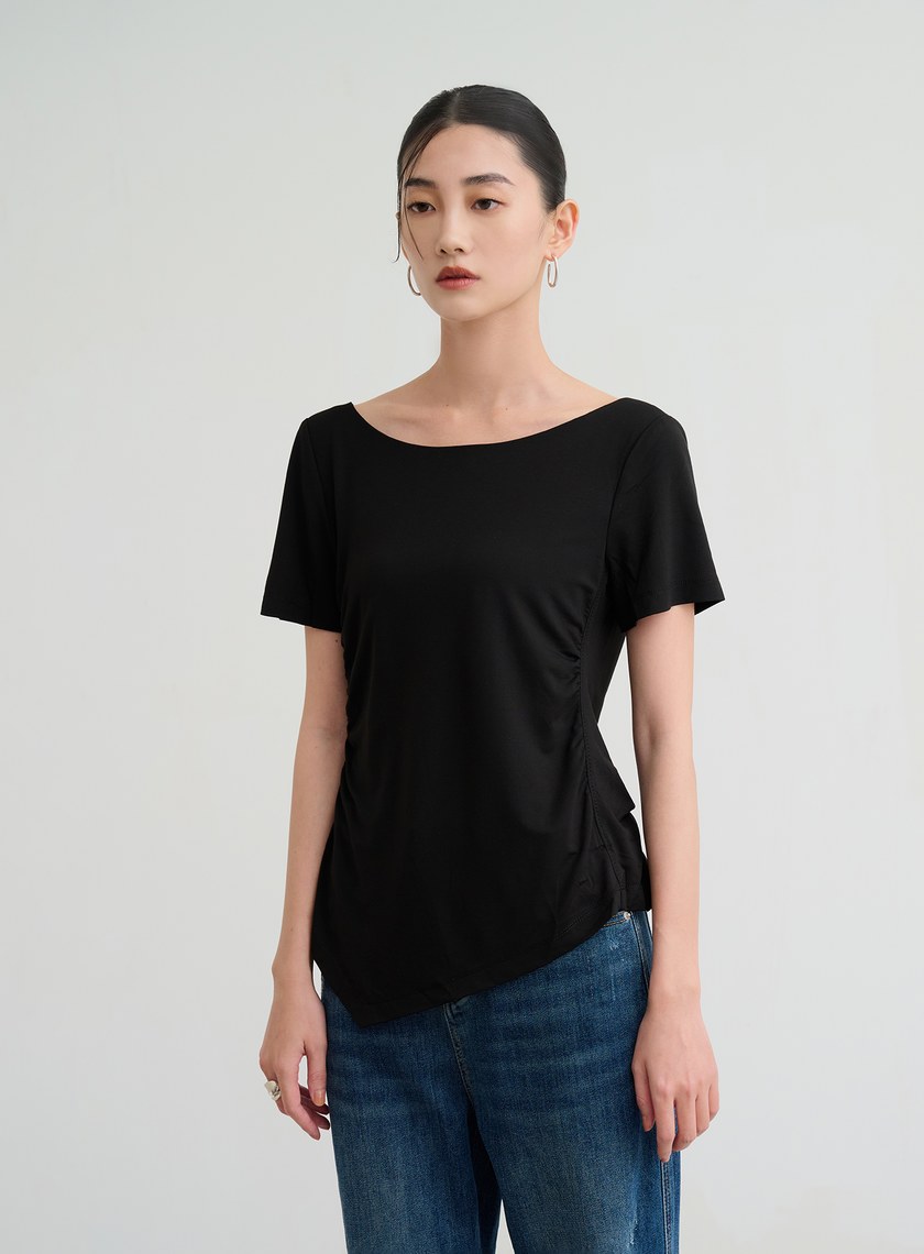 修身長版圓領上衣