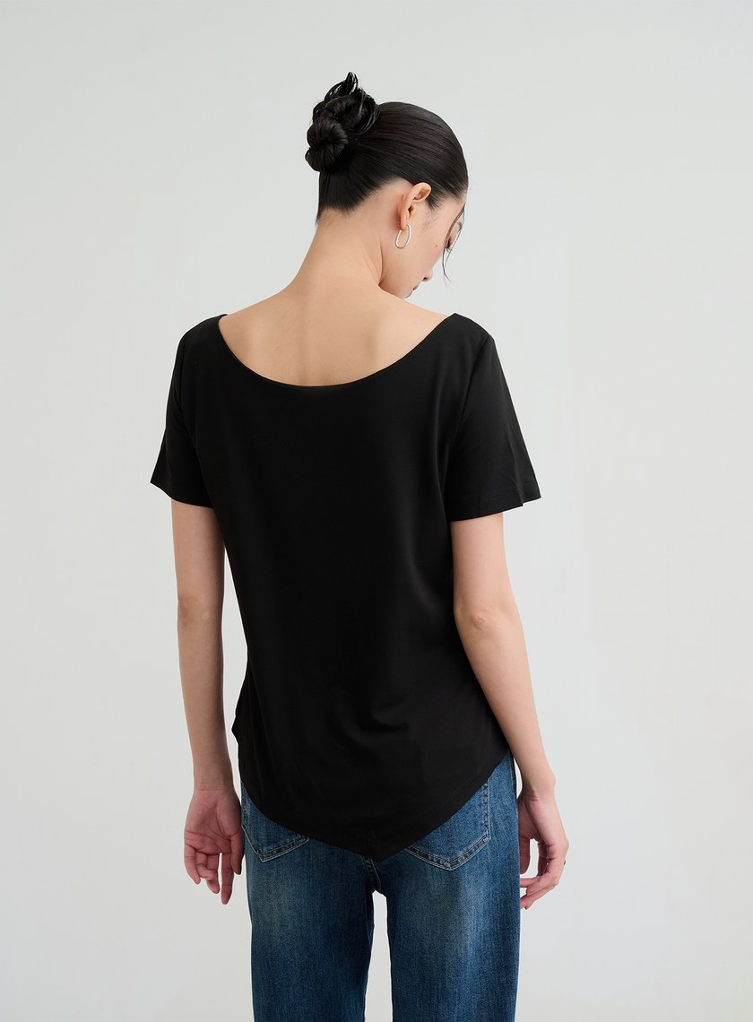 修身長版圓領上衣