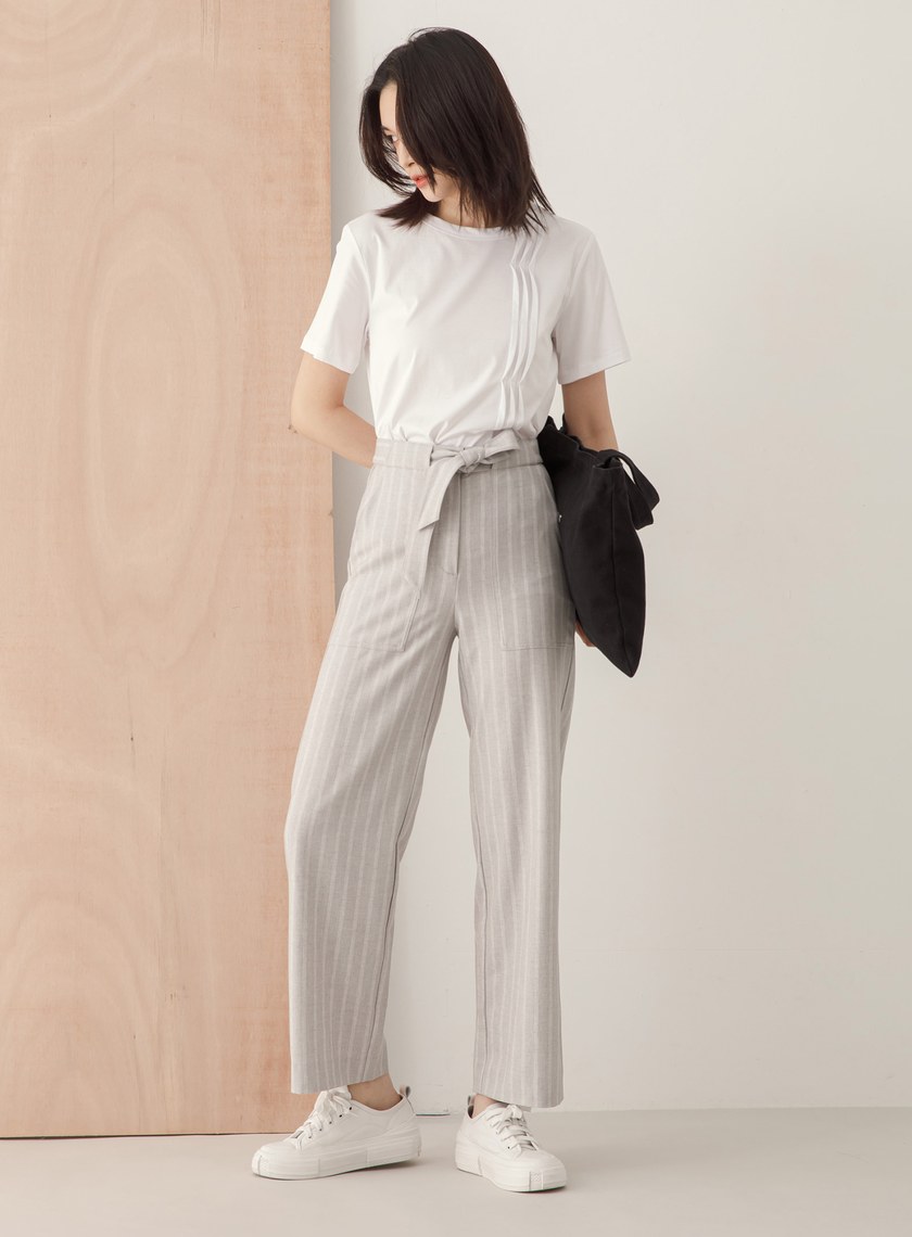 條紋貼袋直筒褲(兩色)