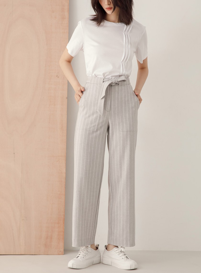 條紋貼袋直筒褲(兩色)