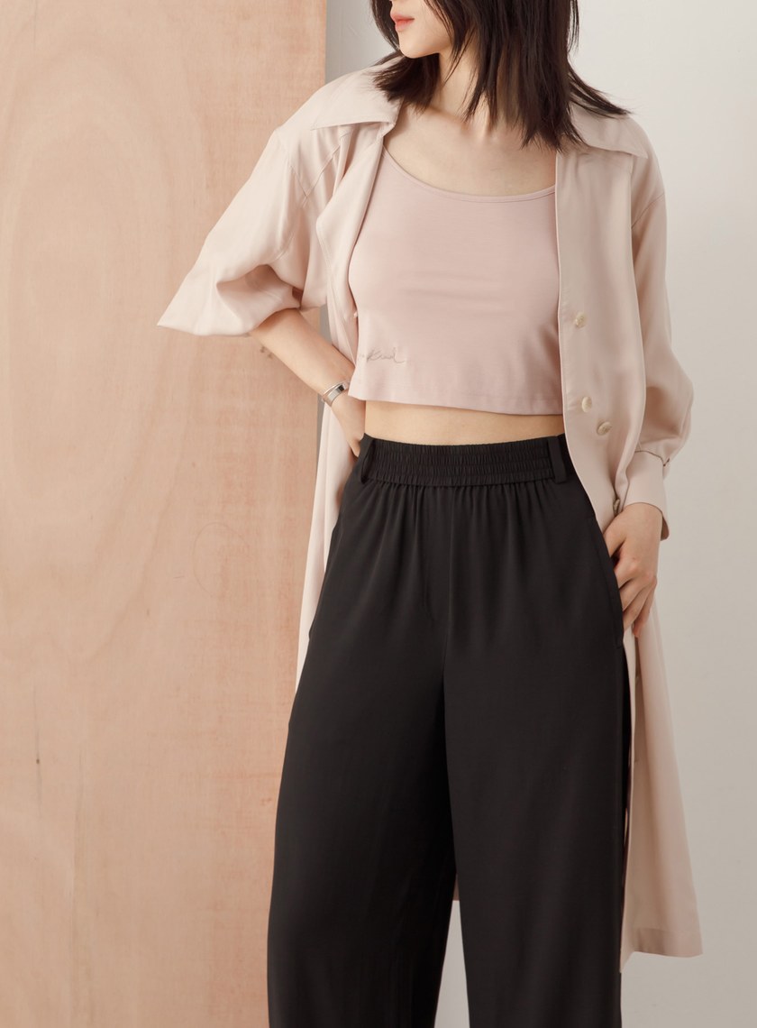 寬束口兩穿休閒直筒褲