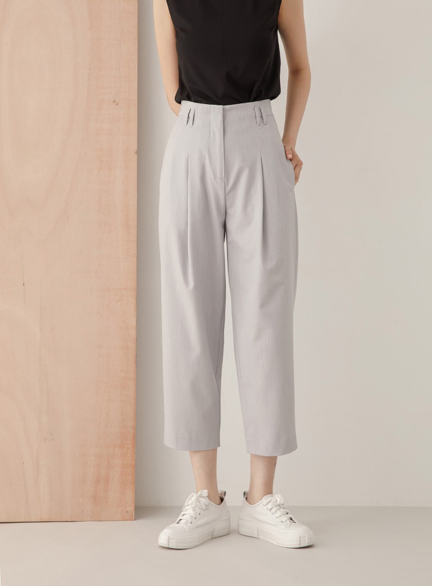 雙腰耳九分錐形褲