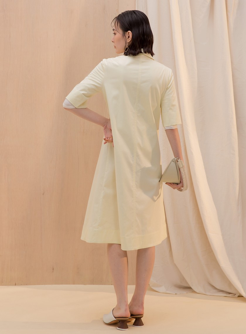 不對稱領收腰襯衫洋裝