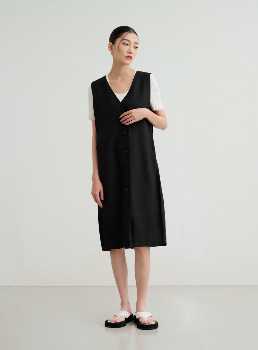 舒適開襟背心洋裝