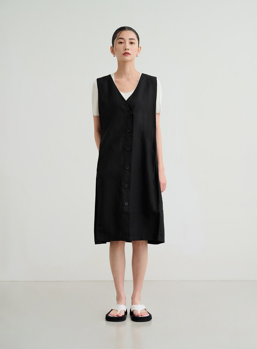 舒適開襟背心洋裝