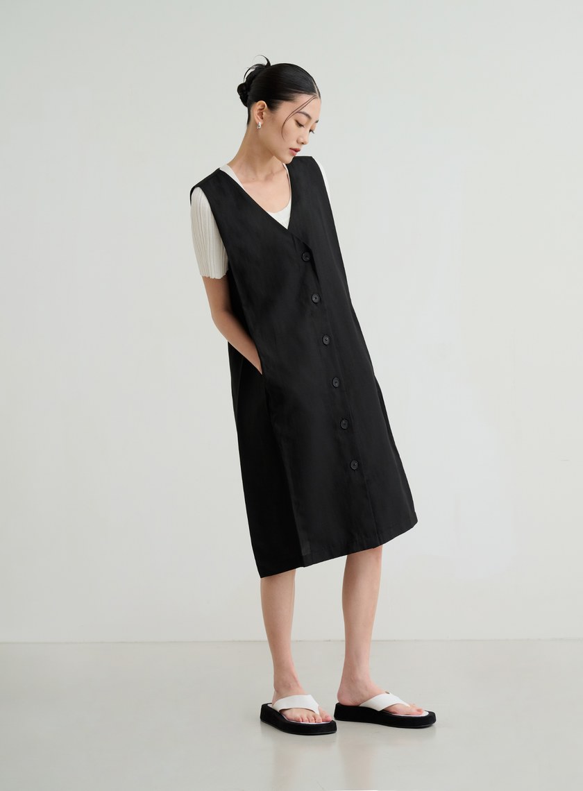 舒適開襟背心洋裝