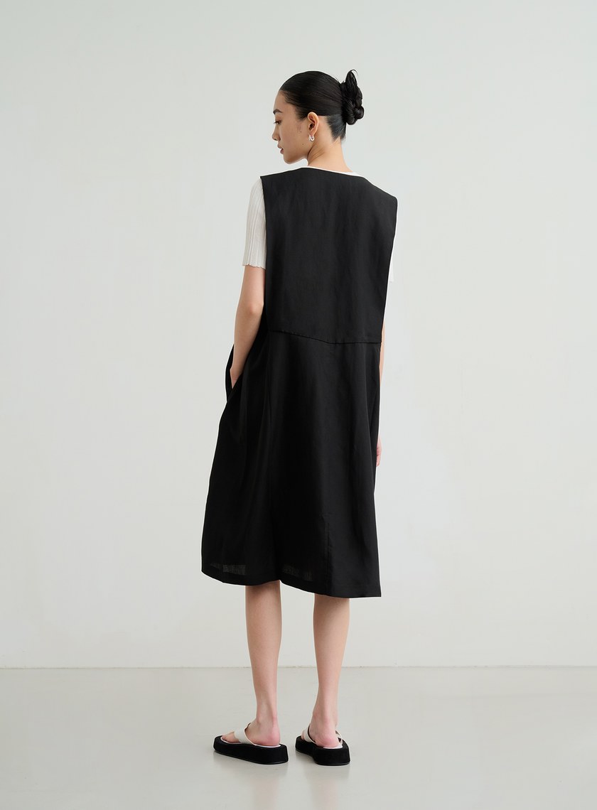 舒適開襟背心洋裝