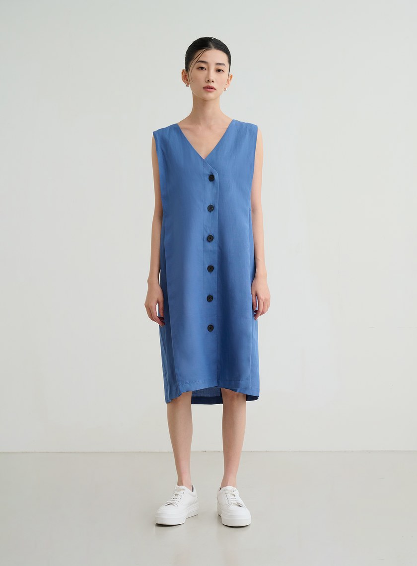 舒適開襟背心洋裝