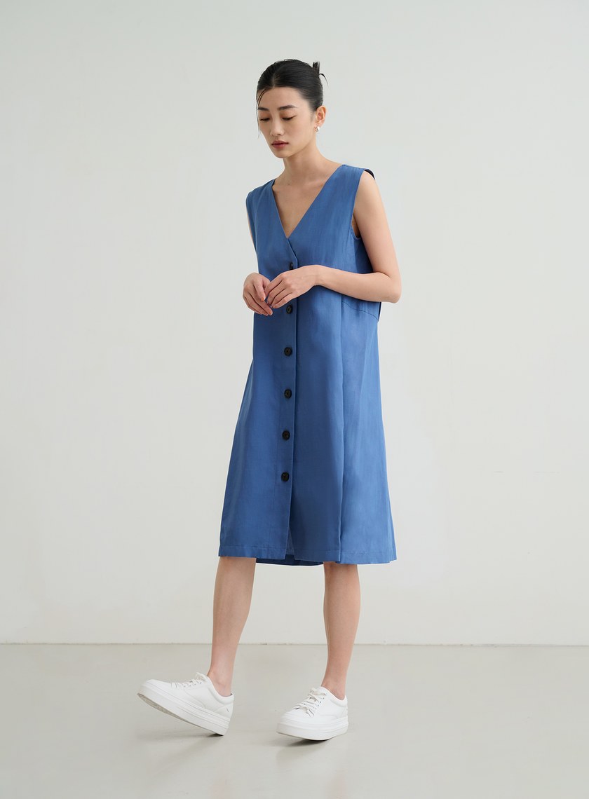 舒適開襟背心洋裝