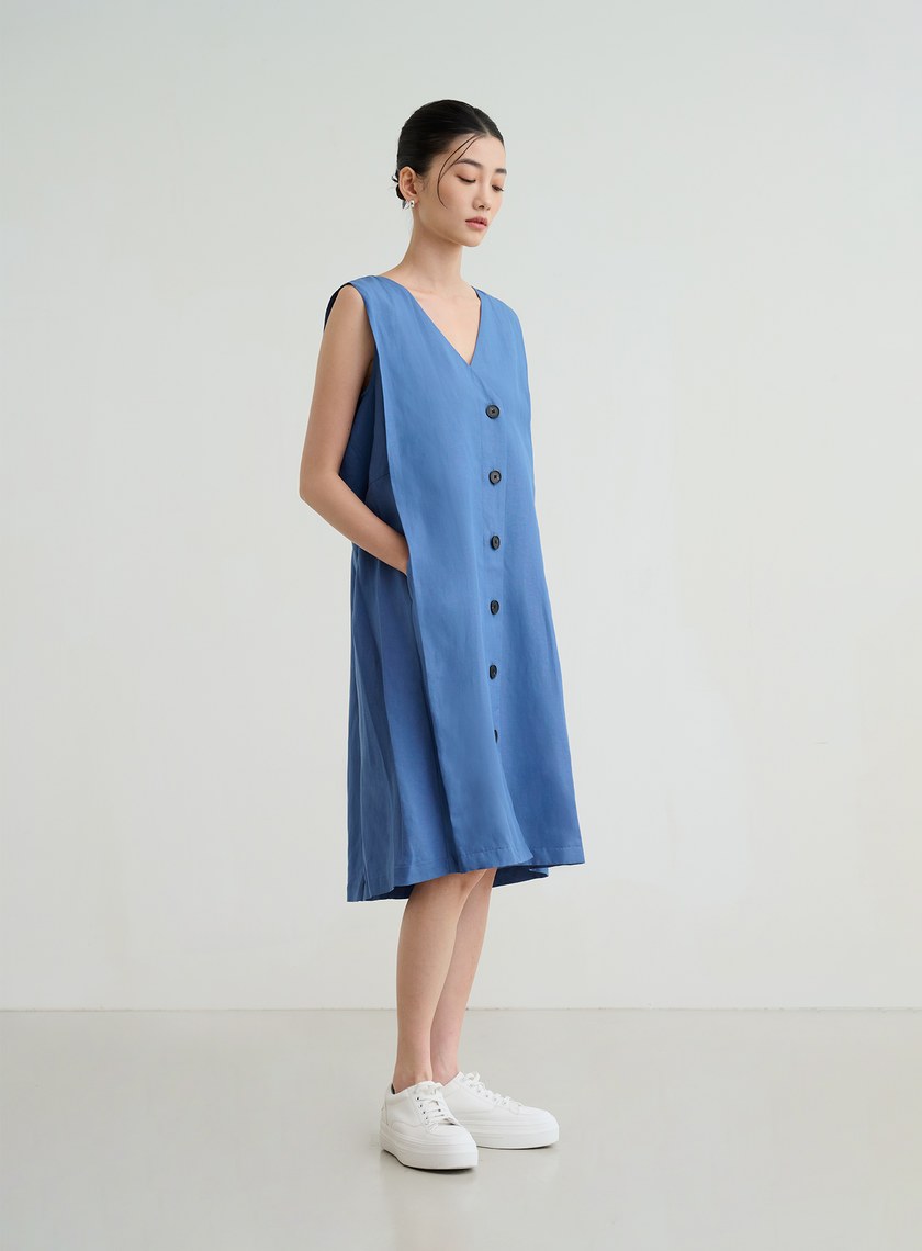 舒適開襟背心洋裝