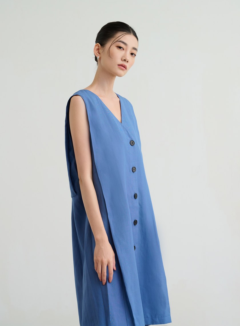 舒適開襟背心洋裝