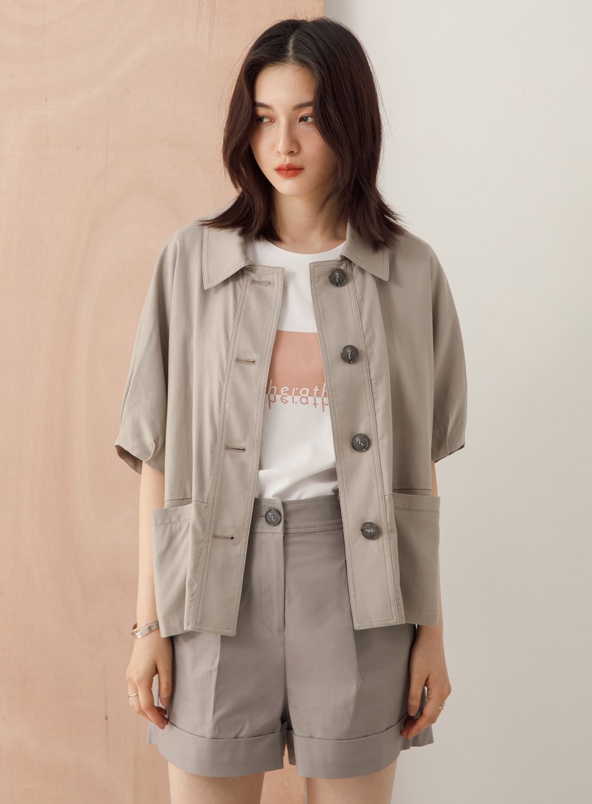 襯衫式寬袖上衣外套