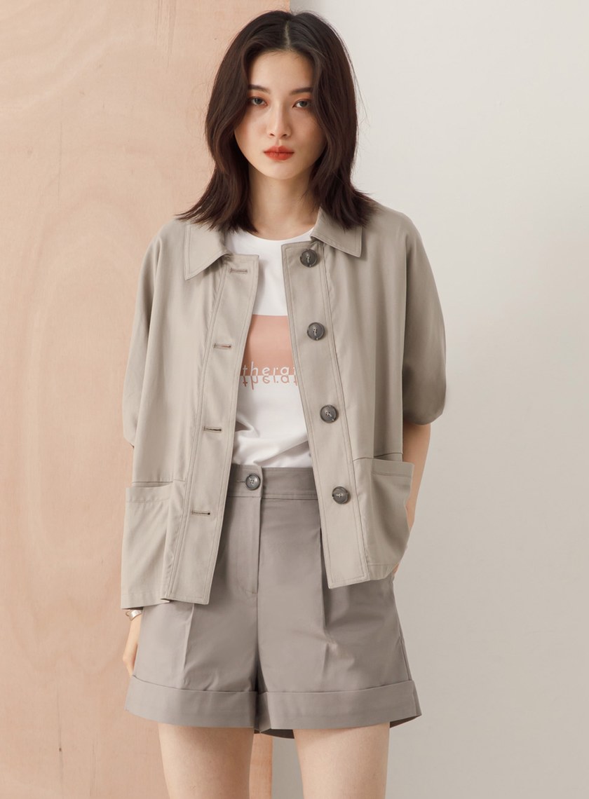 襯衫式寬袖上衣外套