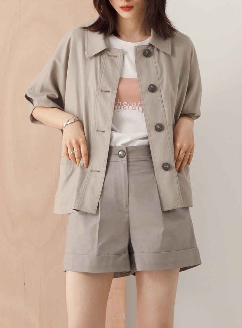 襯衫式寬袖上衣外套