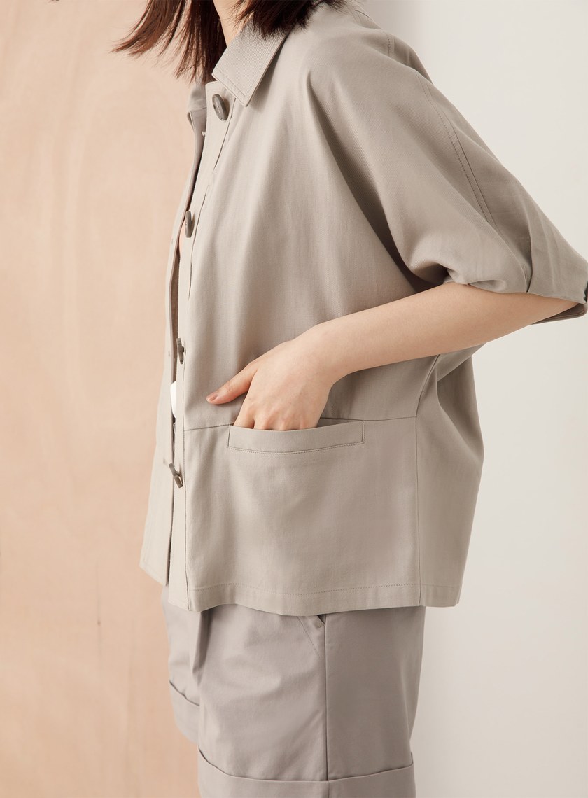 襯衫式寬袖上衣外套