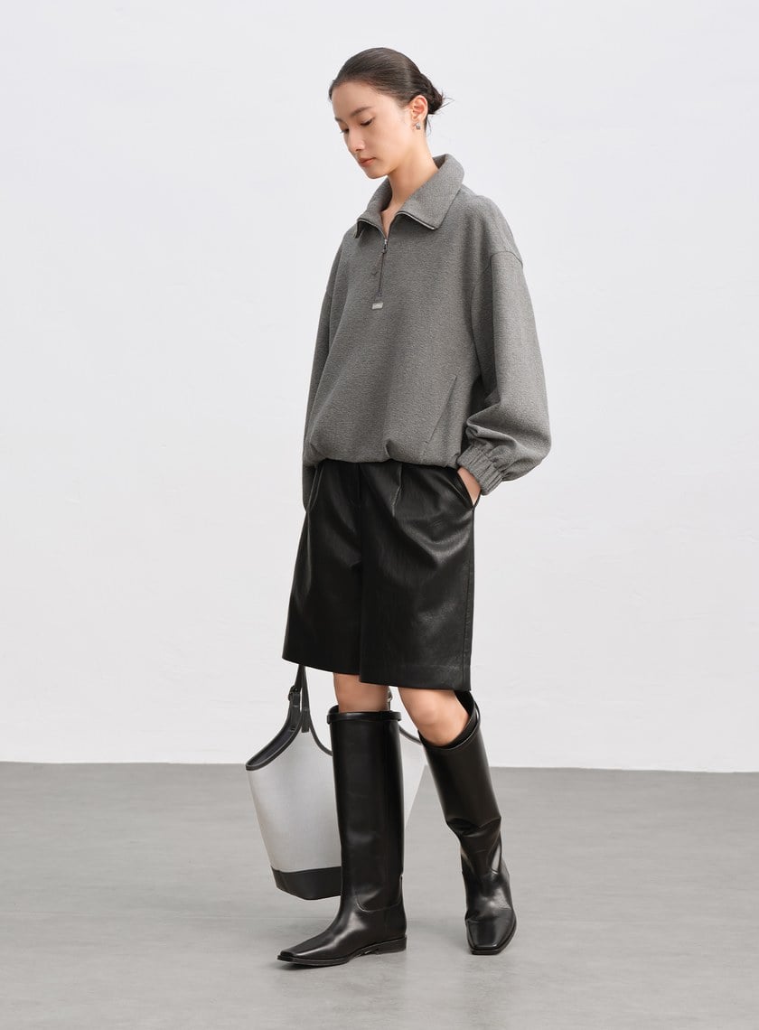 特殊紋理半拉鍊休閒衛衣