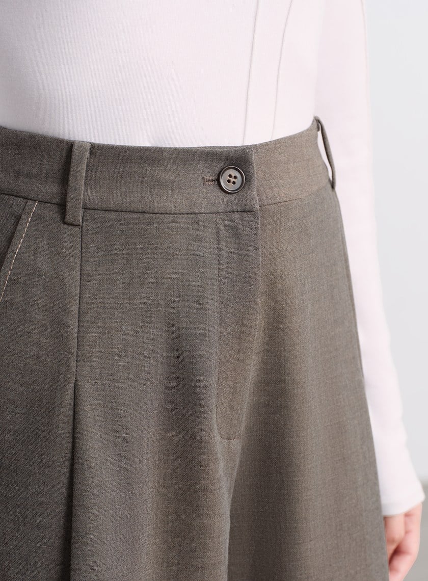 花紗肌理立體壓褶寬褲