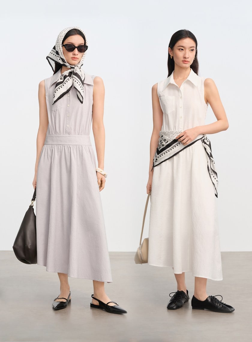 DISNEY｜黑白波點真絲方巾