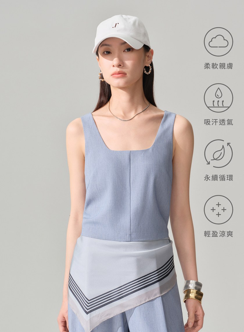 仿牛仔萊賽爾亞麻BRA背心