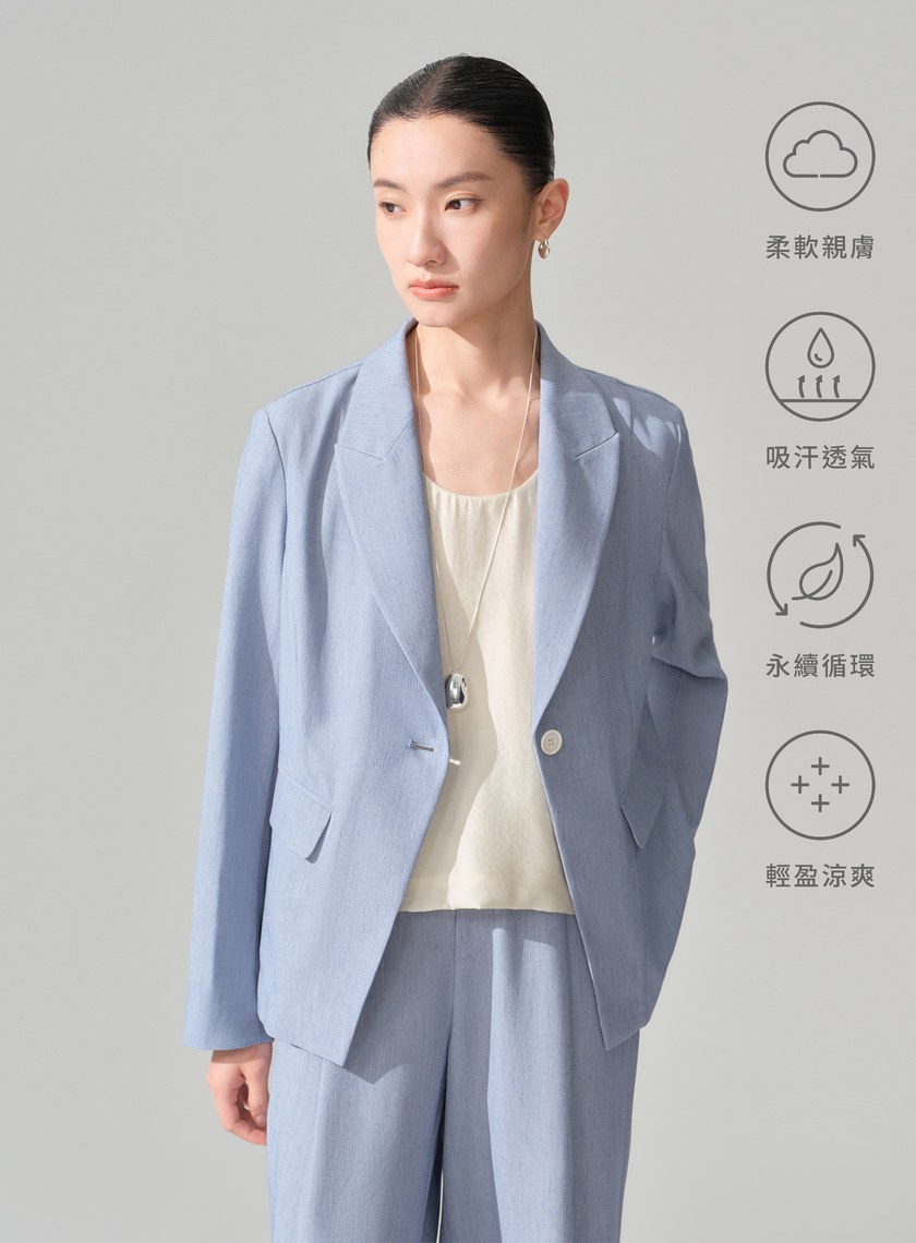仿牛仔不對稱領西裝外套