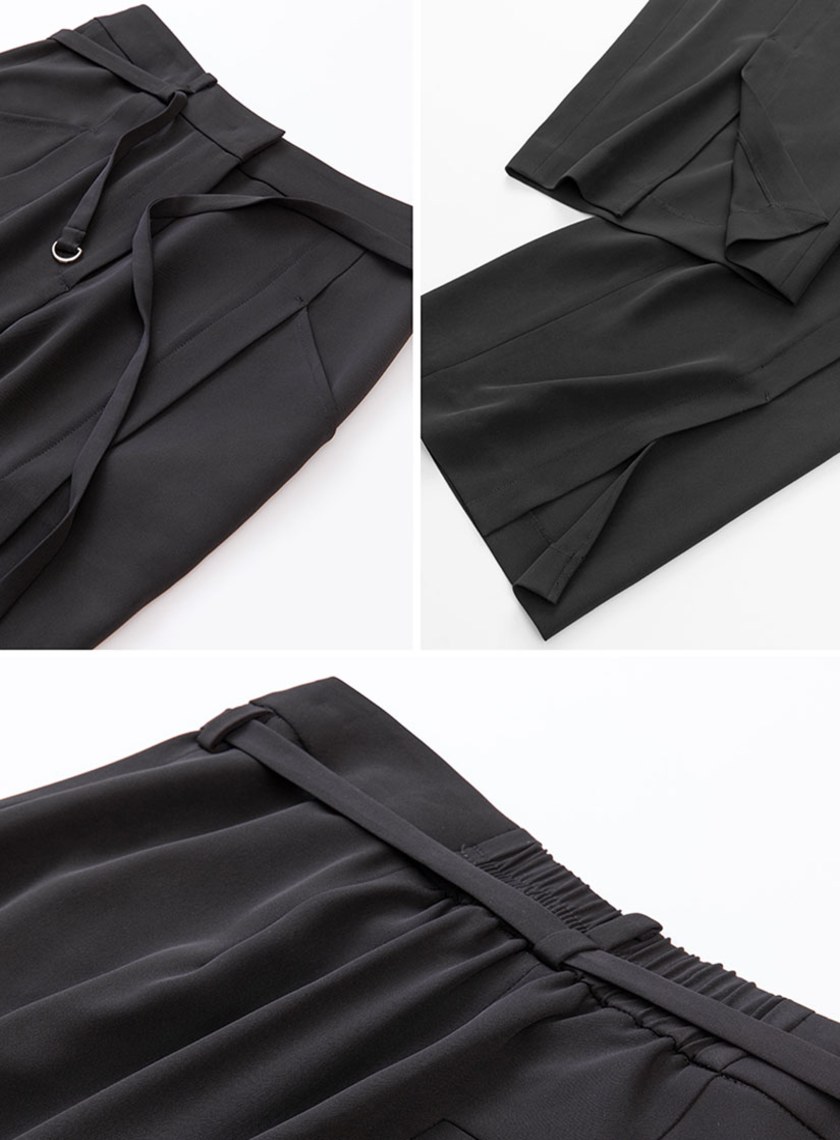 舒適寬鬆腰帶長褲