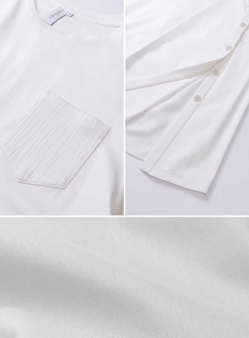 異材質長版綁帶上衣