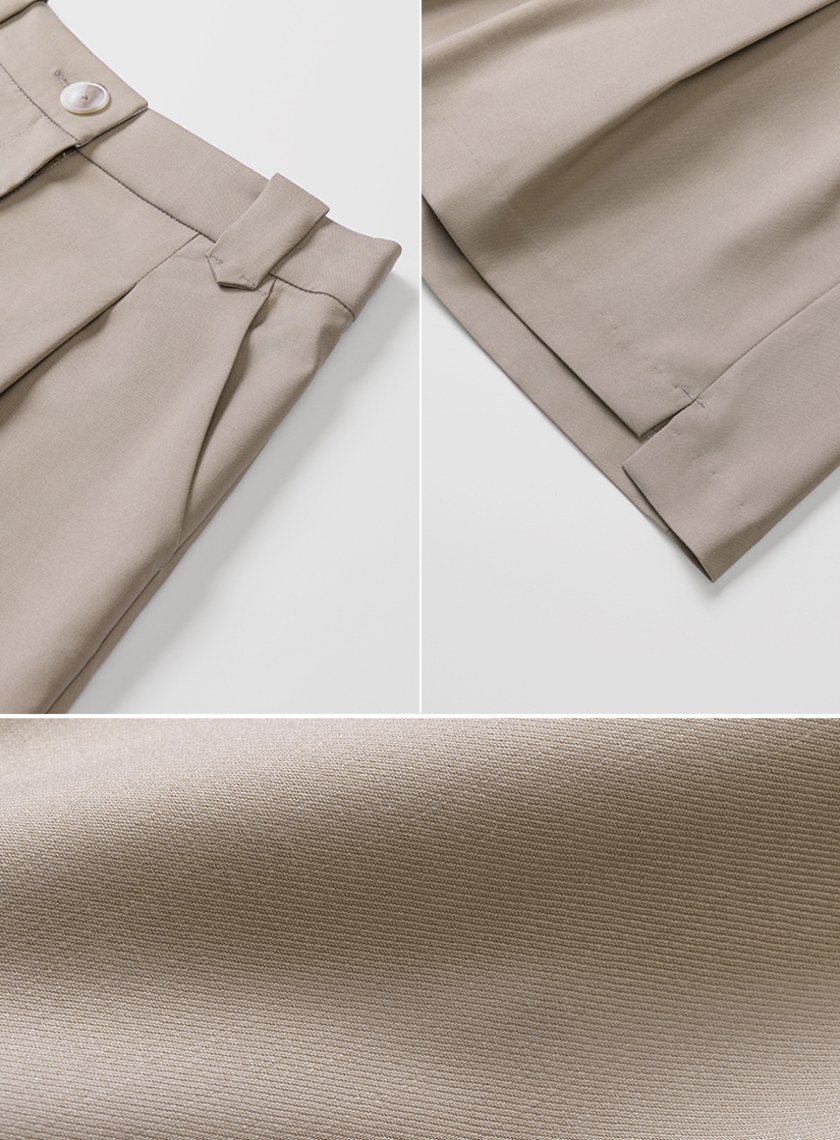 深淺拼色活褶五分西裝褲