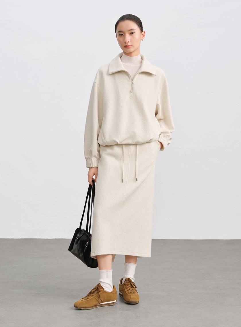 特殊紋理半拉鍊休閒衛衣