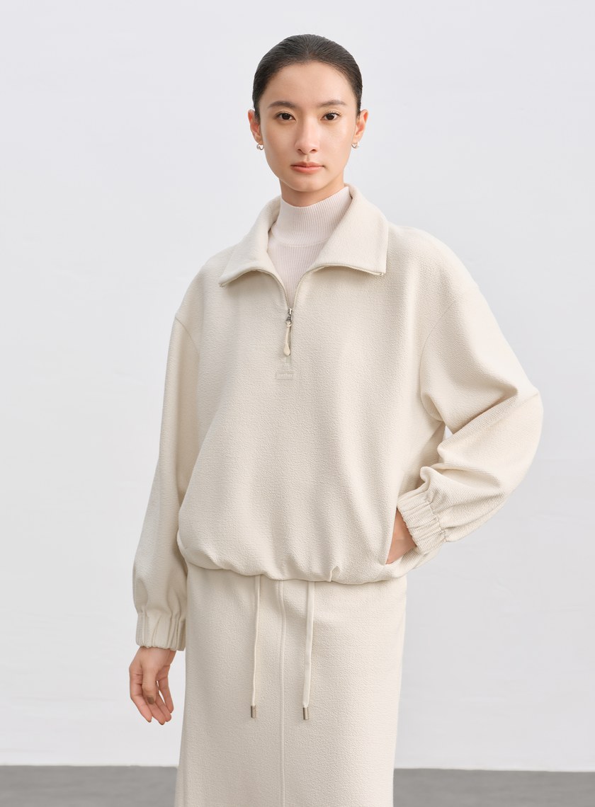 特殊紋理半拉鍊休閒衛衣