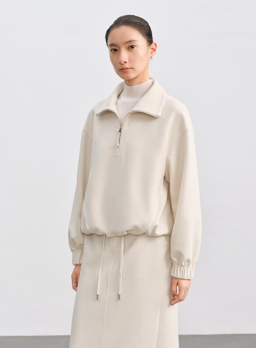 特殊紋理半拉鍊休閒衛衣