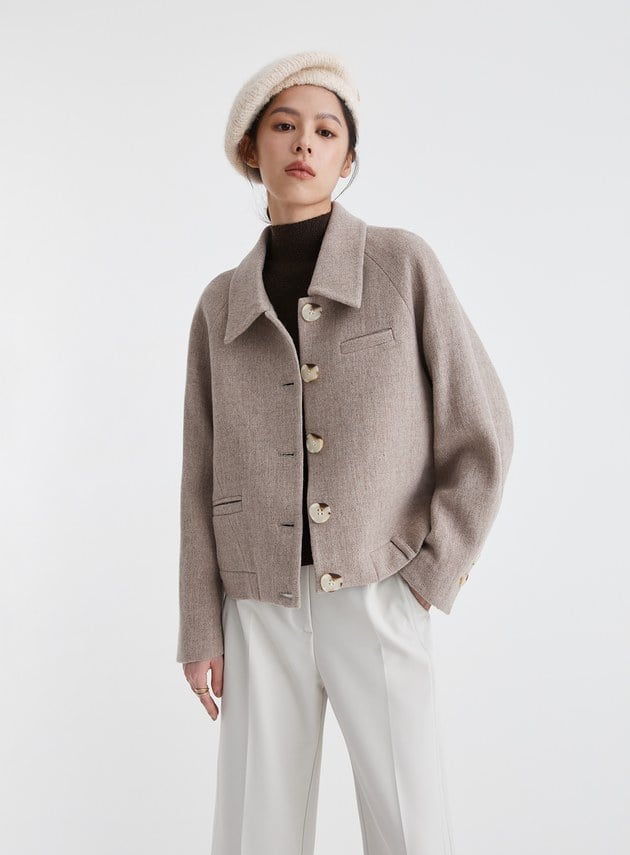 高級感純羊毛短版外套