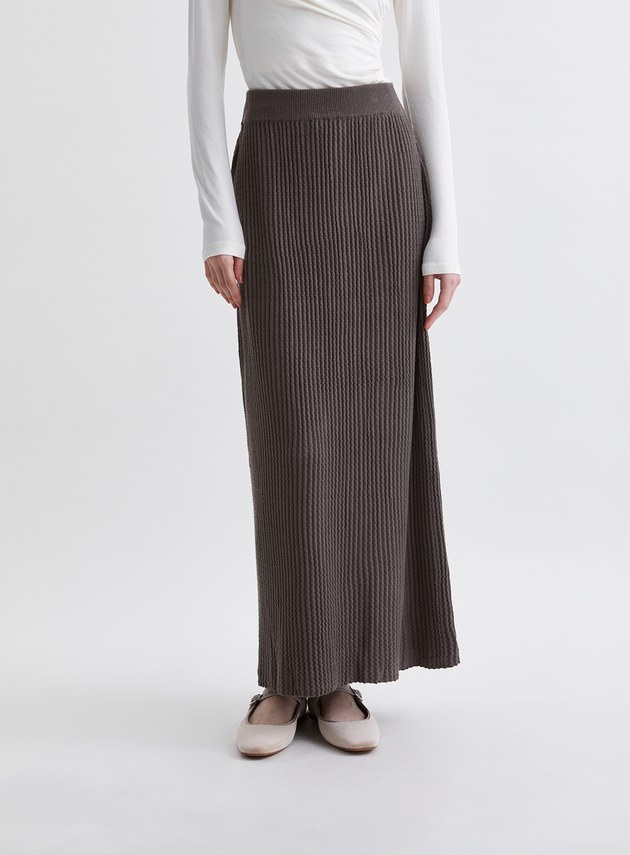 溫柔簡約緹花針織直筒長裙