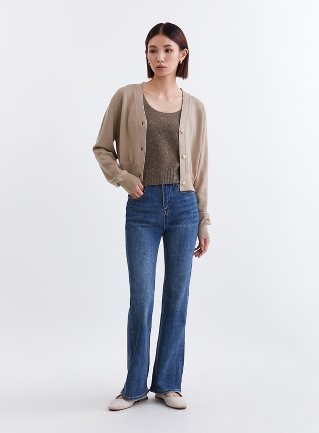 簡約純羊毛開襟針織外套